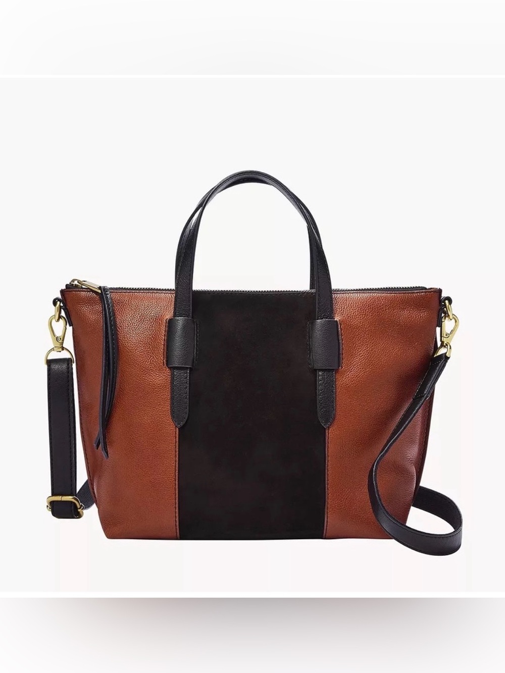 Fossil Black and Brown Skylar Satchel